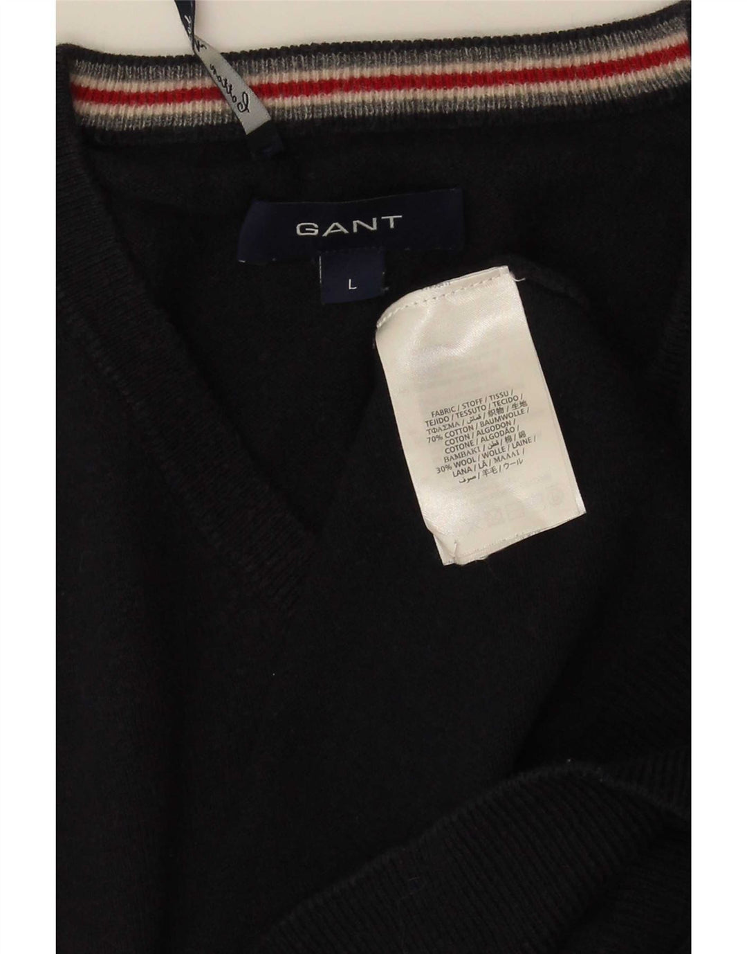 Gant Jersey con cuello en V para hombre, talla grande, algodón azul marino