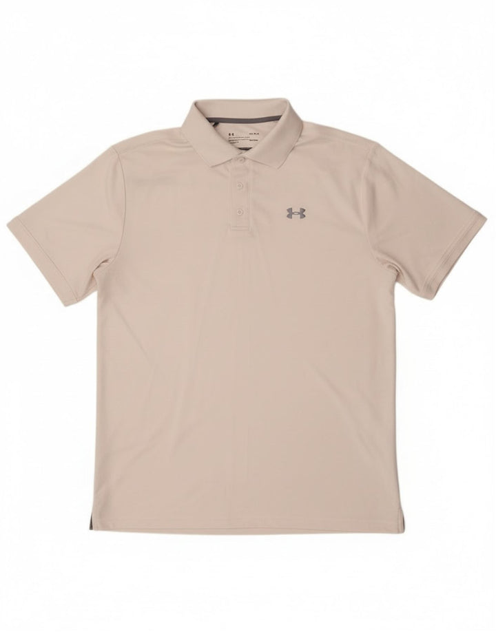 Under Armour Polo Heat Gear para hombre, poliéster blanco grande