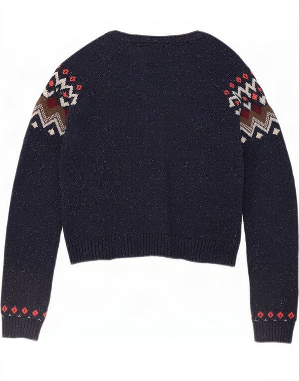 Cárdigan para mujer Fat Face UK 12 Medium Azul marino Fair Isle Algodón