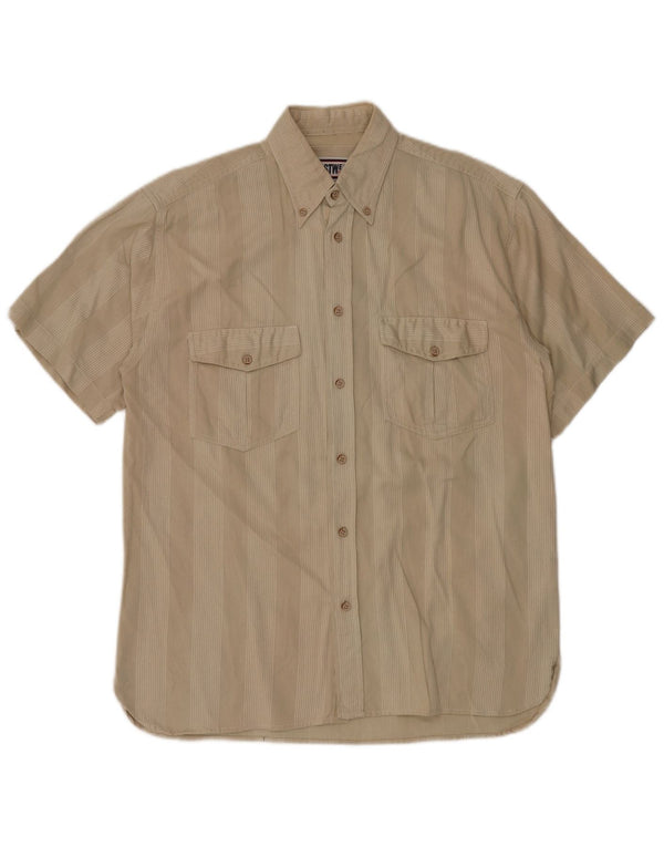 Camisa vintage de manga corta para hombre beige medio