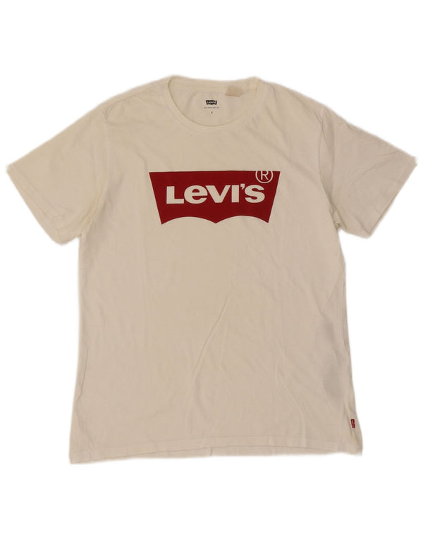 Levi's Camiseta gráfica para hombre Top Small White Cotton