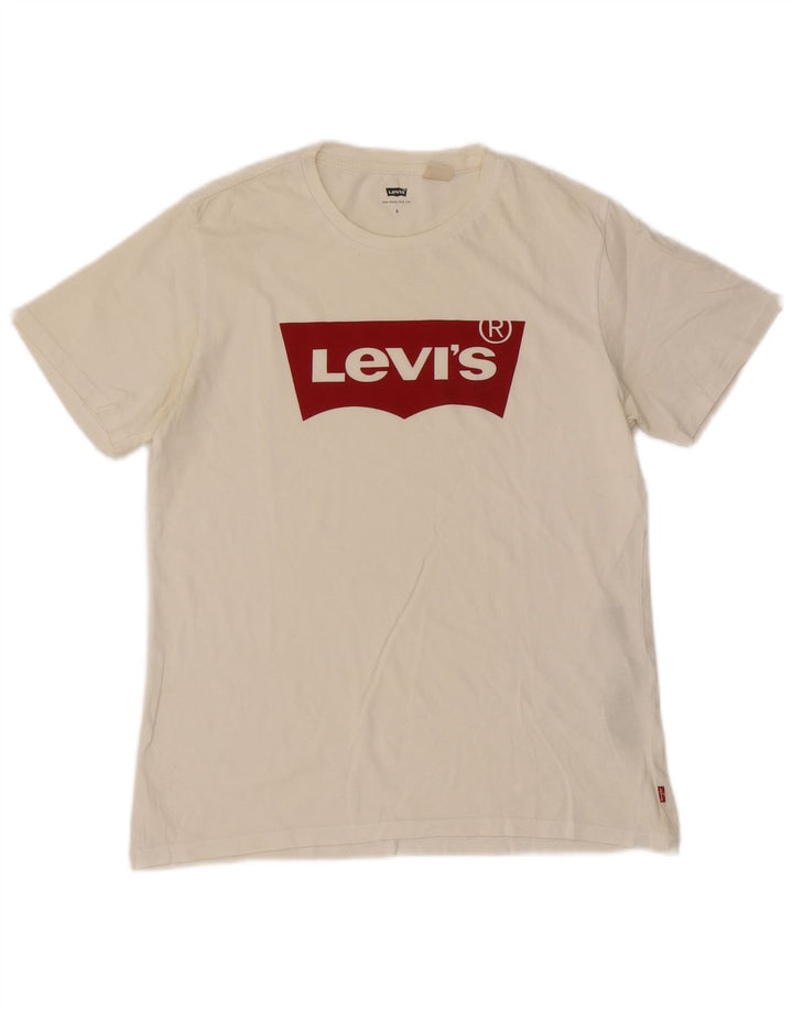 Levi's Camiseta gráfica para hombre Top Small White Cotton