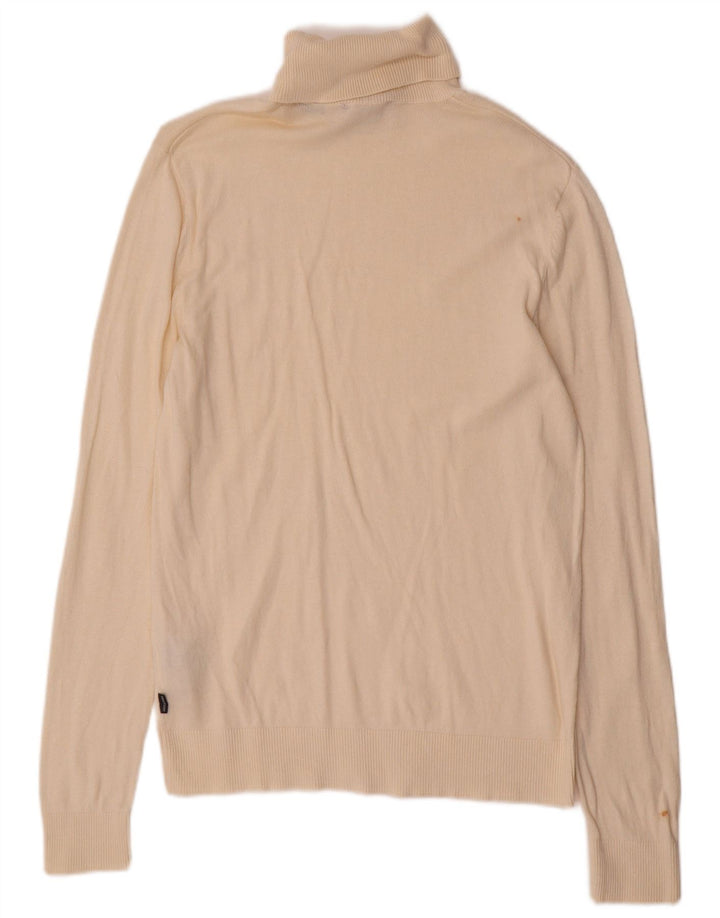 Jack & Jones Jersey con cuello vuelto para hombre, talla pequeña, de algodón blanco roto