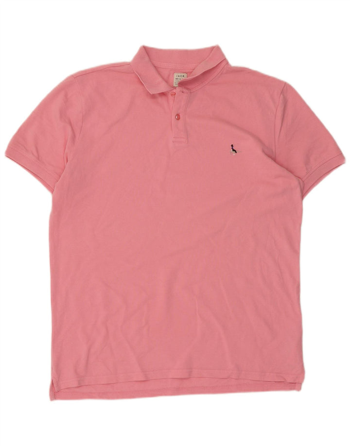 JACK WILLS Polo para hombre de algodón rosa grande