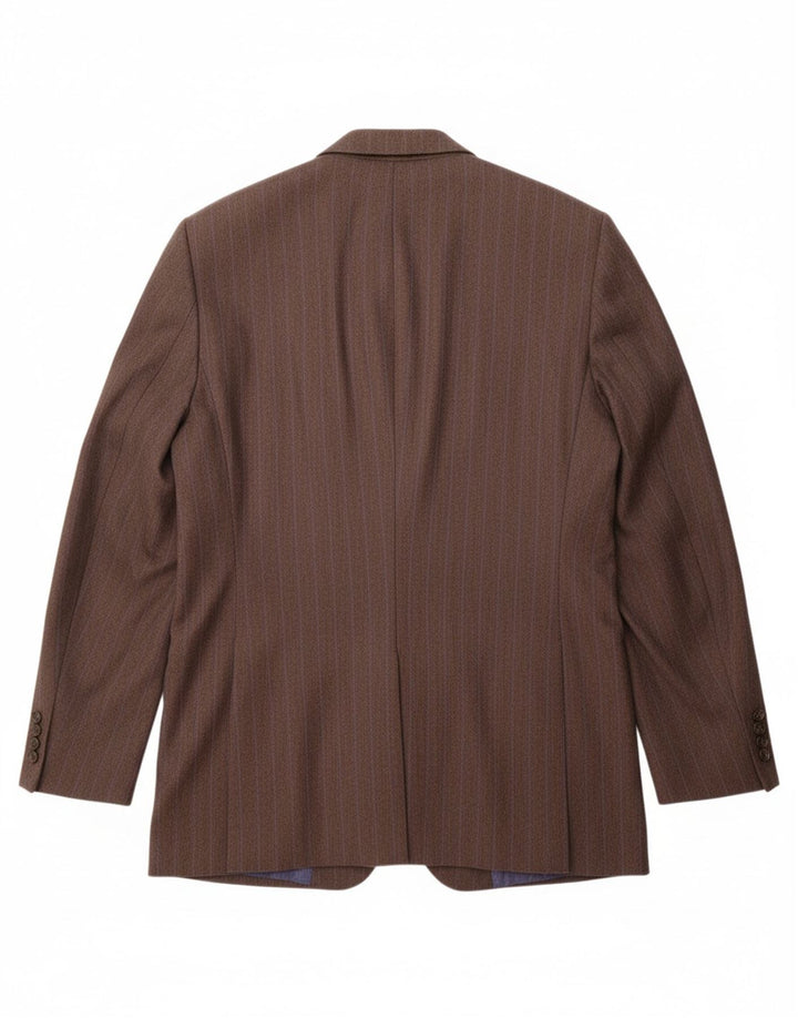 TED BAKER Mens 2 Button Blazer Jacket UK 42 XL Brown Pinstripe Wool
