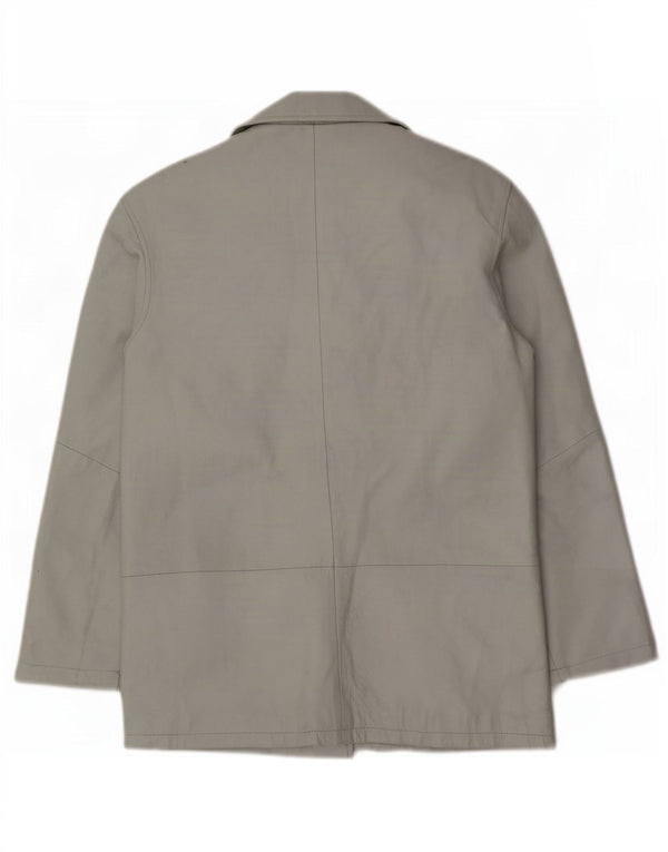 Sinequanone Chaqueta utilitaria de cuero de gran tamaño para mujer UK 10 Small Grey