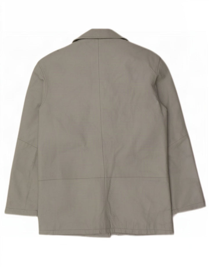 Sinequanone Chaqueta utilitaria de cuero de gran tamaño para mujer UK 10 Small Grey