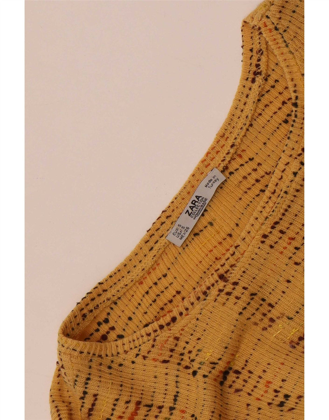 Zara Mujer Blusa Corta Top UK 10 Small Beige Rayas