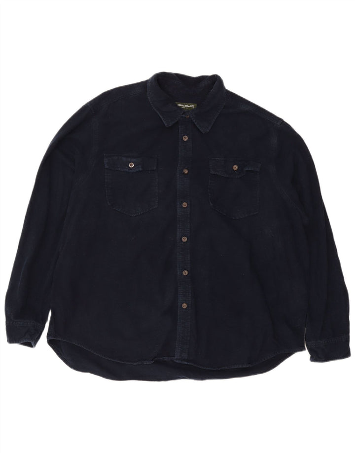 EDDIE BAUER Camisa de franela para hombre 2XL Algodón azul marino