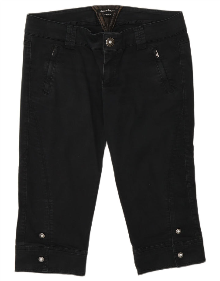 Guess Pantalón Capri Mujer W32 Grande Algodón Negro