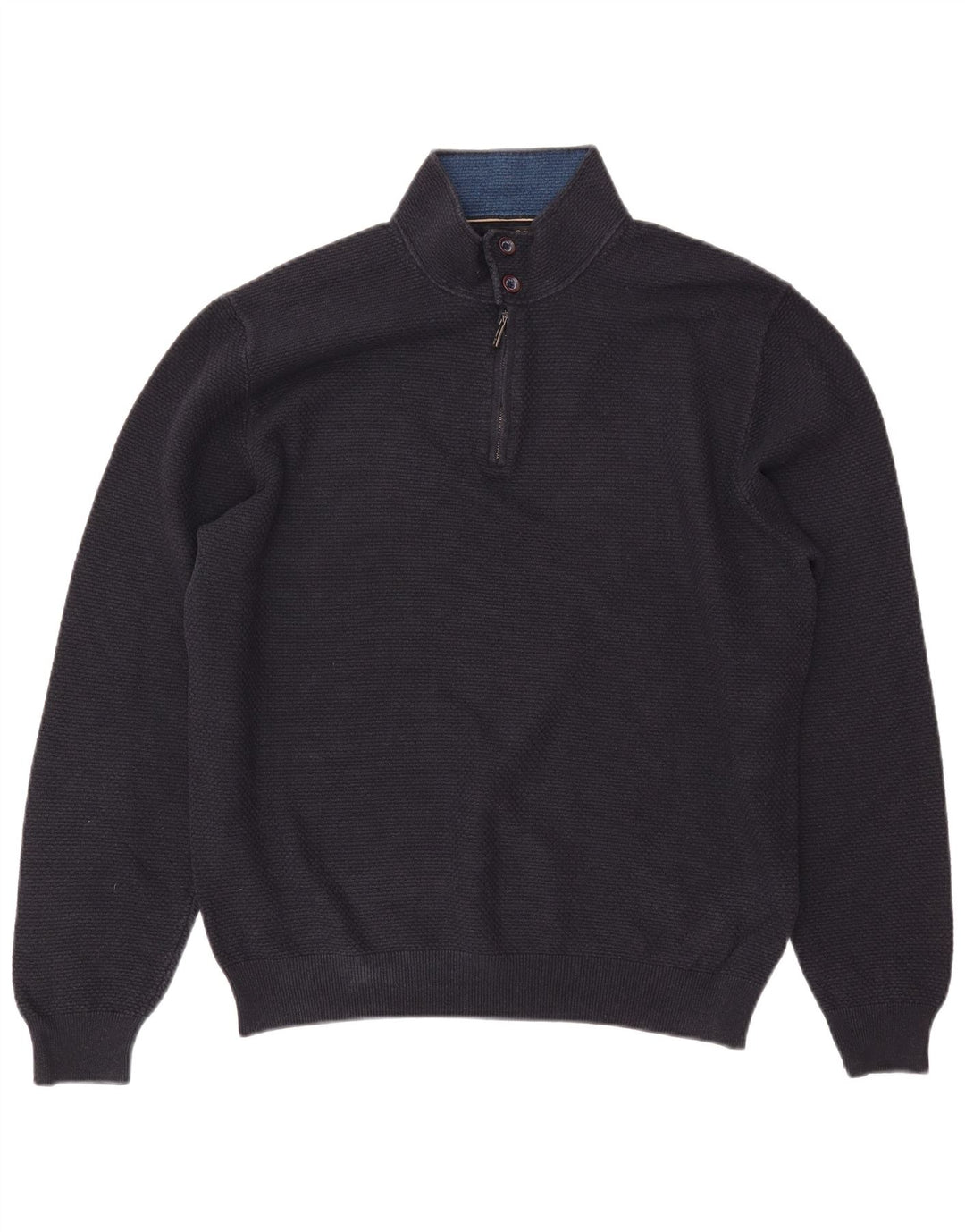 MASSIMO DUTTI Jersey Hombre con Cremallera y Cuello 2XL Azul Marino Algodón