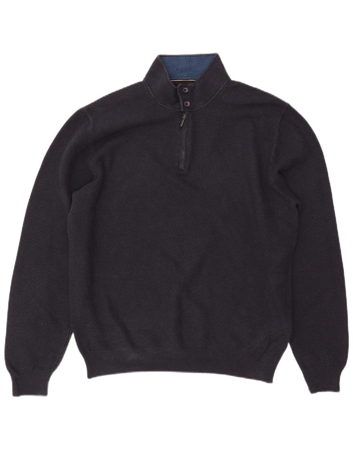 MASSIMO DUTTI Jersey Hombre con Cremallera y Cuello 2XL Azul Marino Algodón