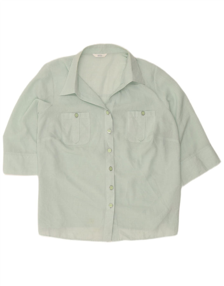 Marks & Spencer Camisa de manga corta para mujer UK 20 2XL Verde Poliéster