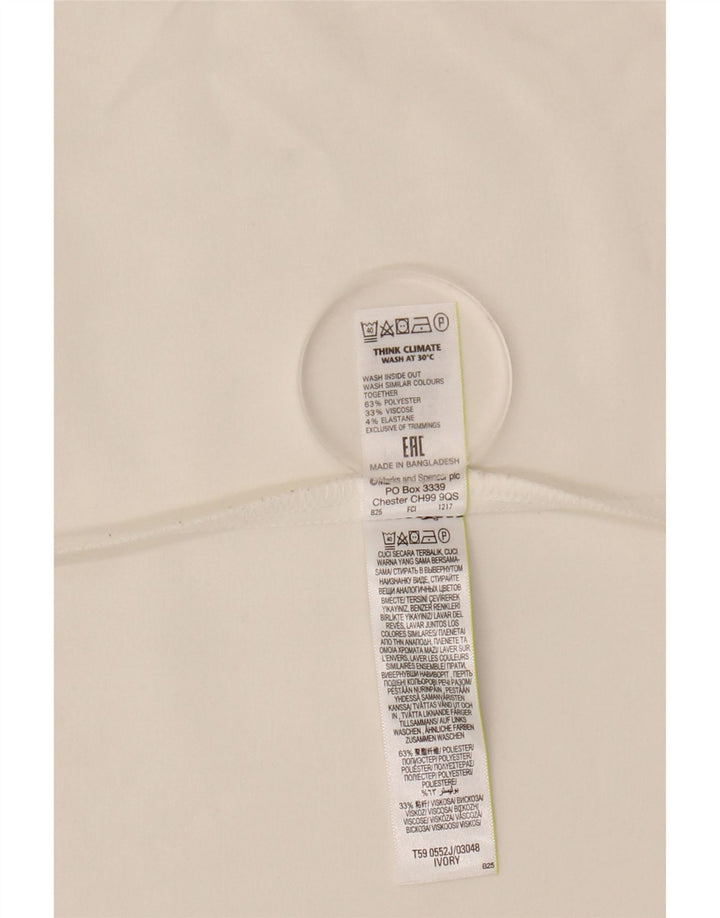 MARKS & SPENCER Chaqueta tipo blazer abierta de manga 3/4 para mujer UK 12 Medium White