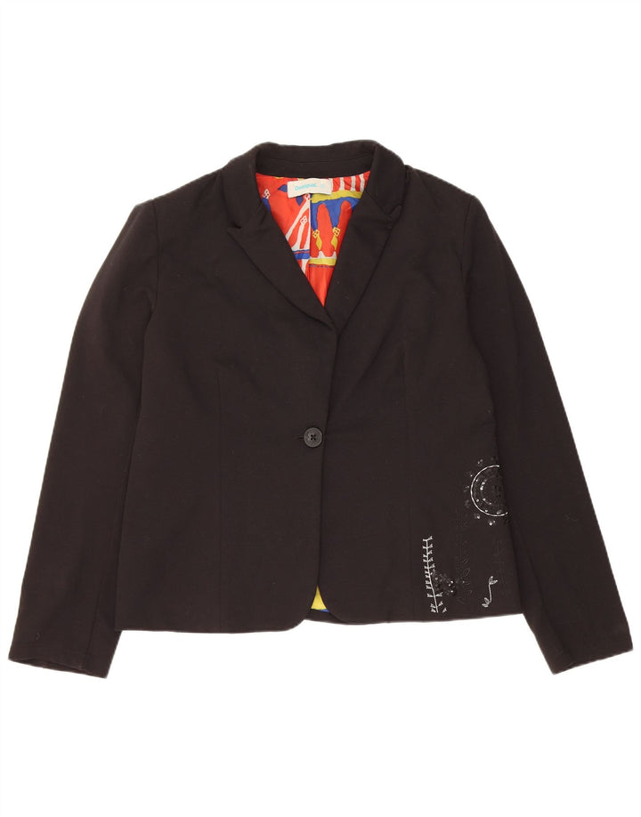 Desigual Chaqueta Blazer De 1 Botón Para Mujer EU 42 Grande Poliéster Negro