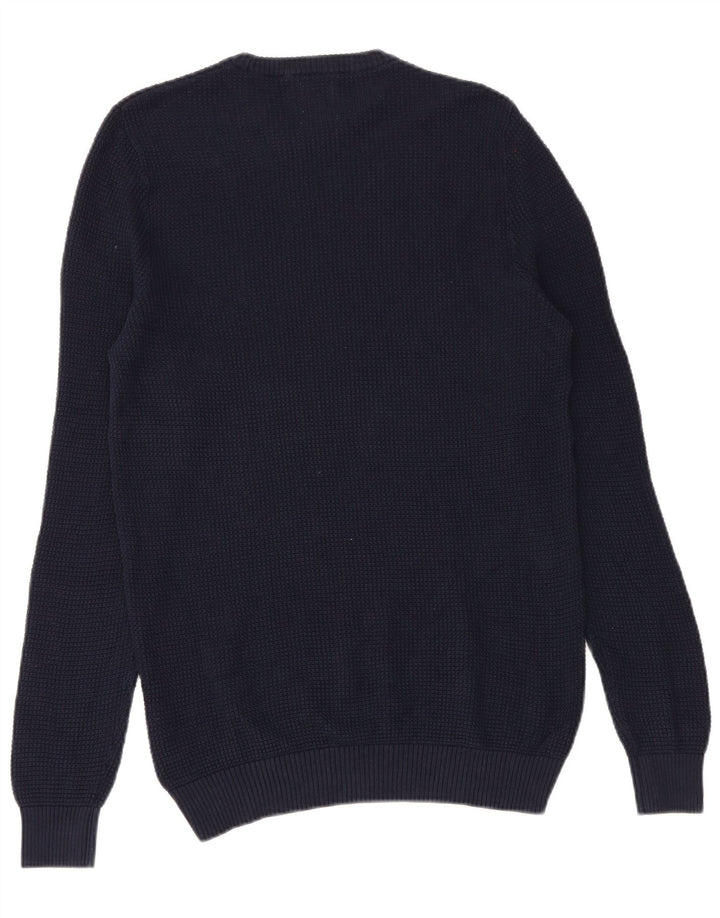 Zara Hombre Jersey Cuello Redondo Jersey Medio Azul Marino Algodón