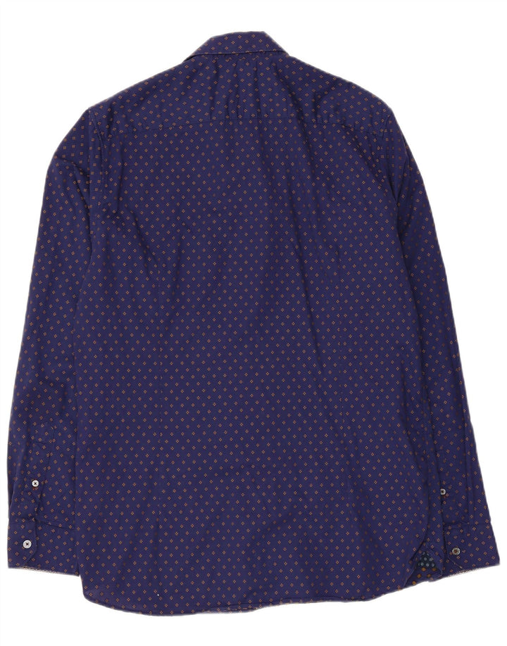 Ted Baker Camisa para hombre Talla 4 Grande Algodón con manchas azul marino