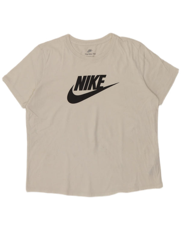 NIKE Camiseta gráfica para mujer Top UK 46 Large White Cotton