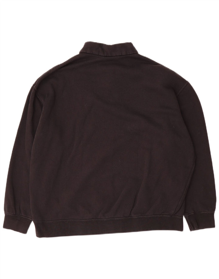 NIKE Sudadera holgada con cuello y cremallera para hombre, talla pequeña, algodón negro