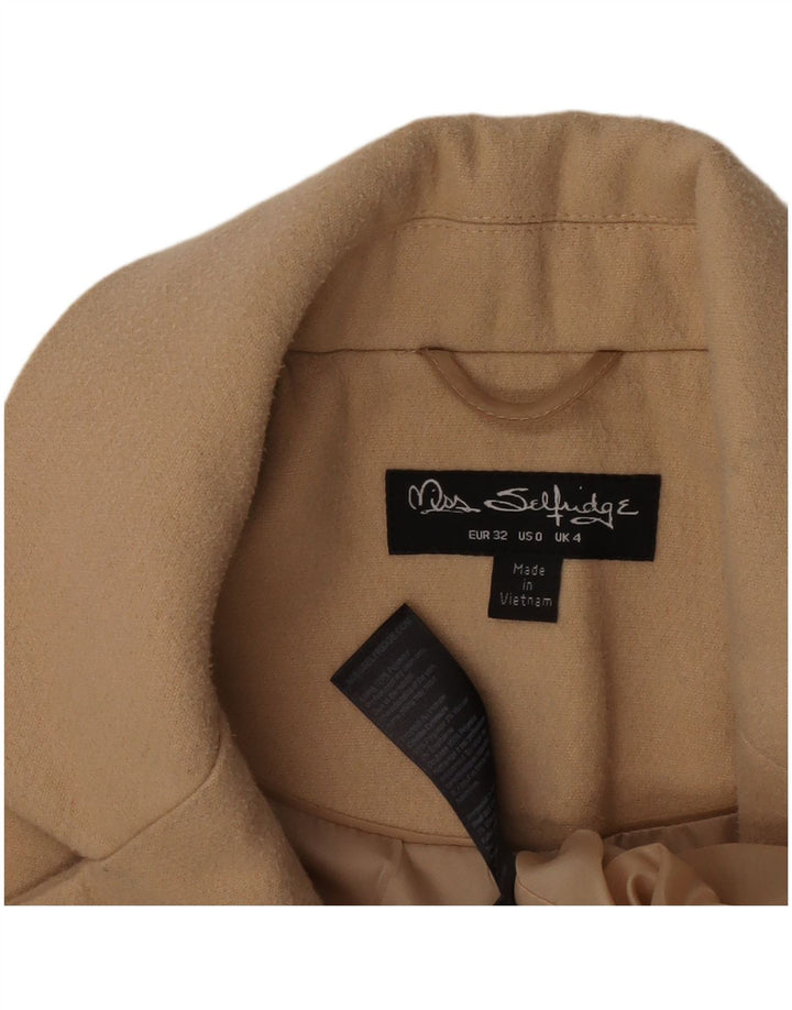 Miss Selfridge Abrigo para mujer UK 4 XS Beige Poliéster