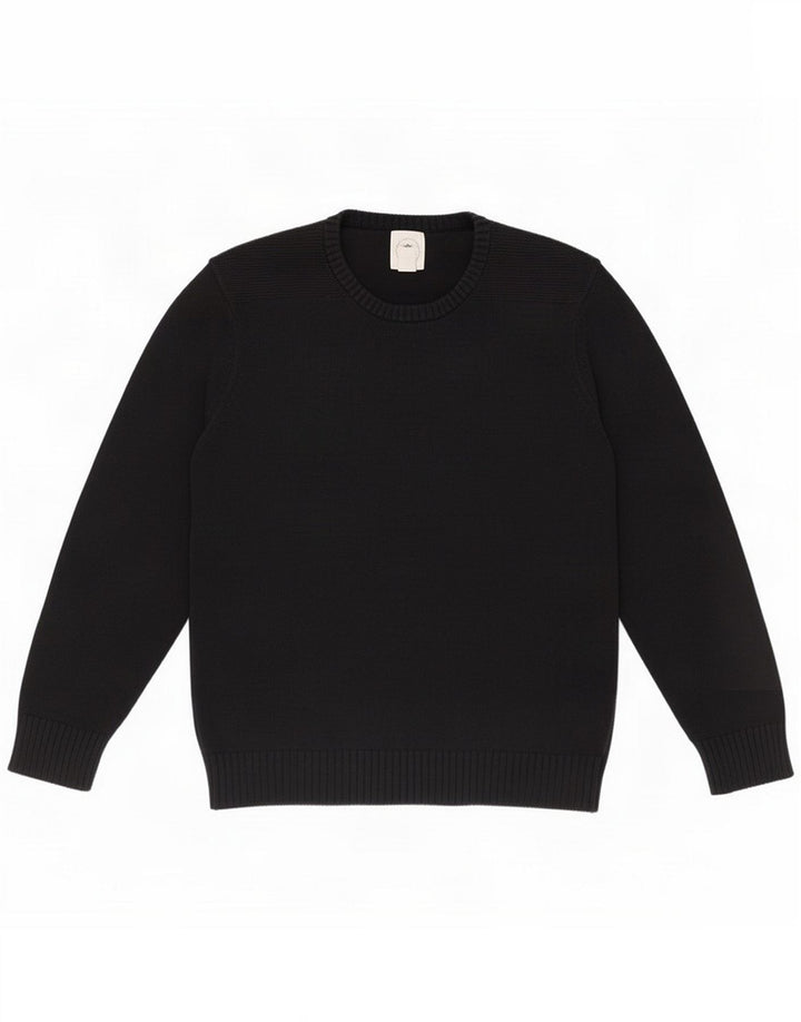 Dockers Jersey con cuello redondo para hombre, suéter de algodón negro mediano