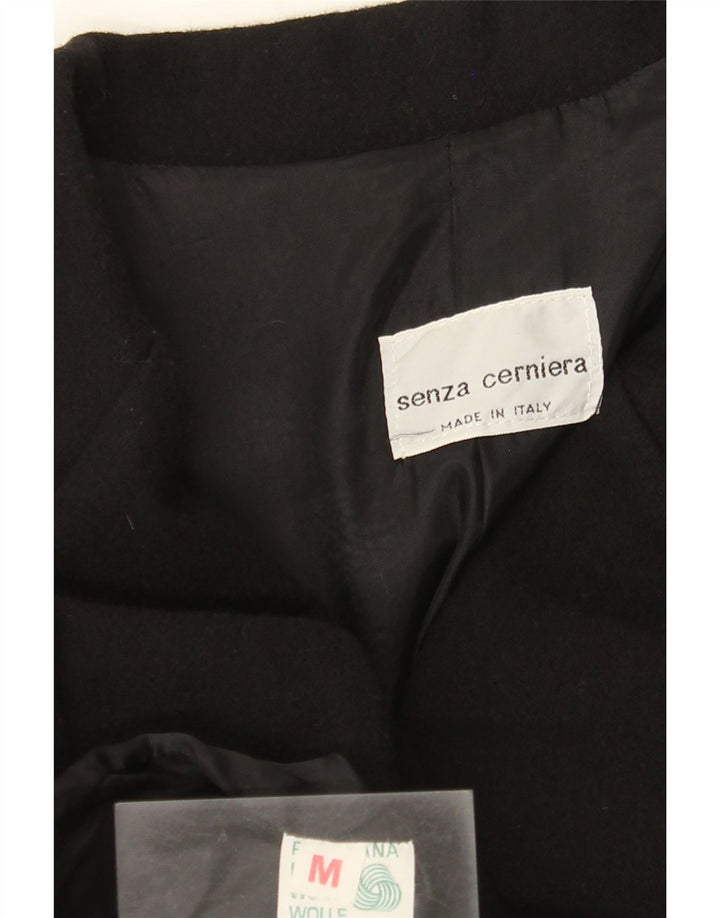 Vintage mujer 1 botón Blazer chaqueta Reino Unido 14 lana negra mediana