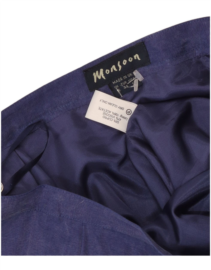 Monsoon Falda midi para mujer UK 46 Large W32 Viscosa azul