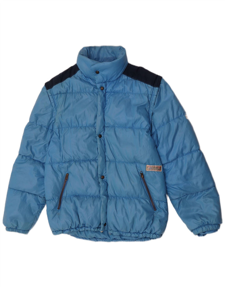Chaqueta acolchada con capucha vintage para hombre IT 52 XL Azul Colorblock Poliamida