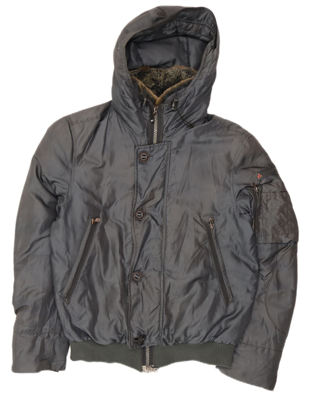 PEUTEREY Chaqueta bomber acolchada con capucha para hombre UK 38 Poliamida gris medio