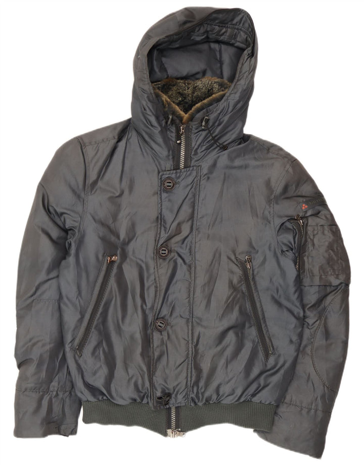 PEUTEREY Chaqueta bomber acolchada con capucha para hombre UK 38 Poliamida gris medio