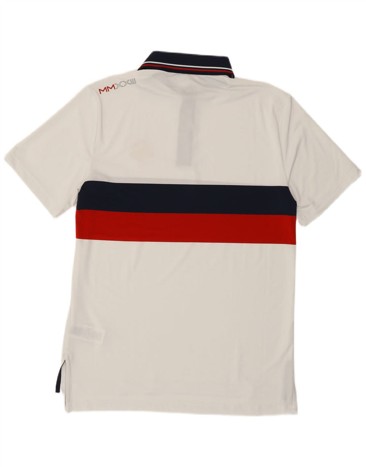Ralph Lauren Mens USA Polo Camisa Pequeña Poliéster A Rayas Blancas