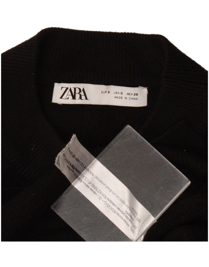 Zara Mujer Oversize Cuello Alto Jersey Jersey UK 10 Small Viscosa Negra