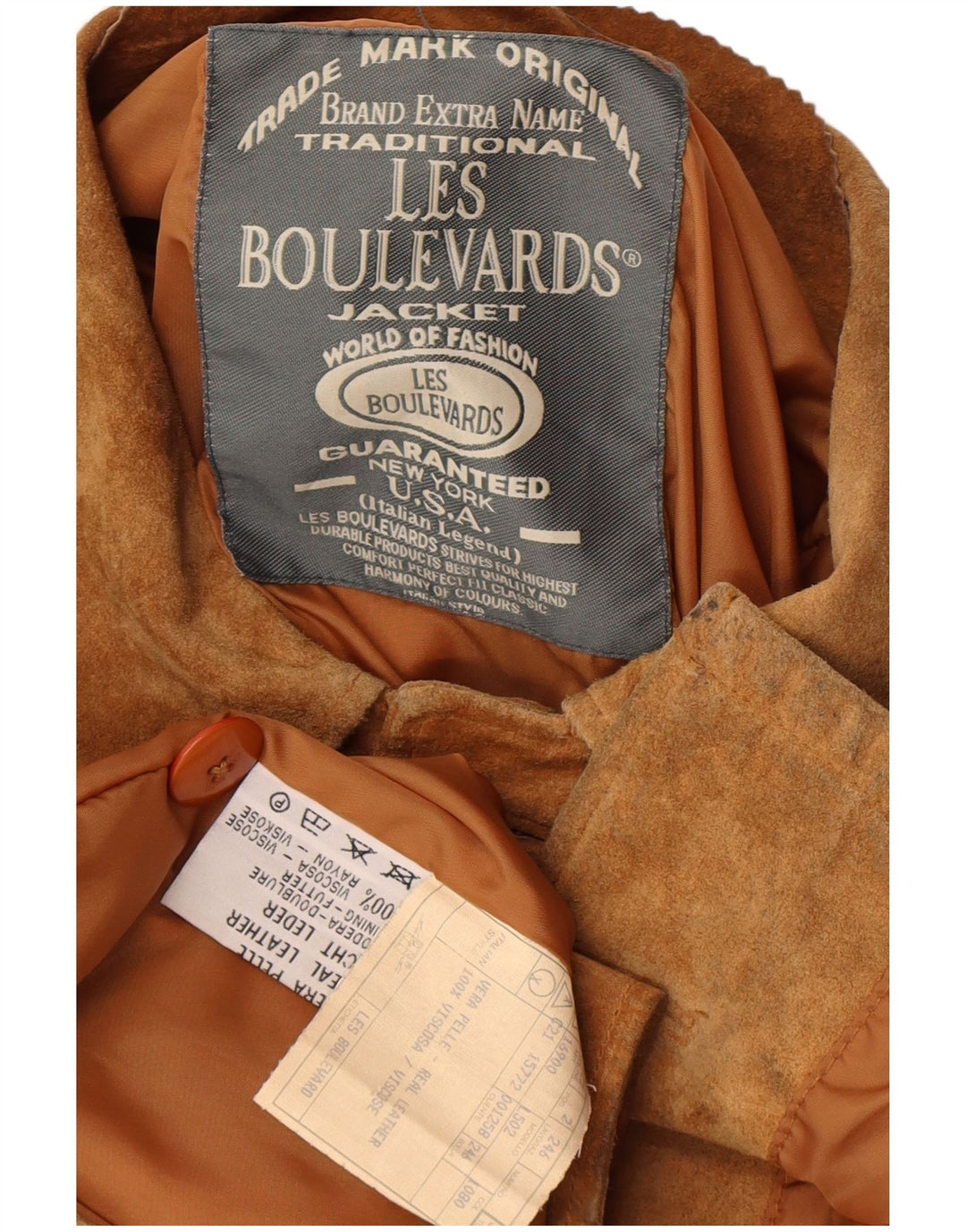 Les Boulevards Chaqueta de ante para hombre IT 50 Large Cuero marrón