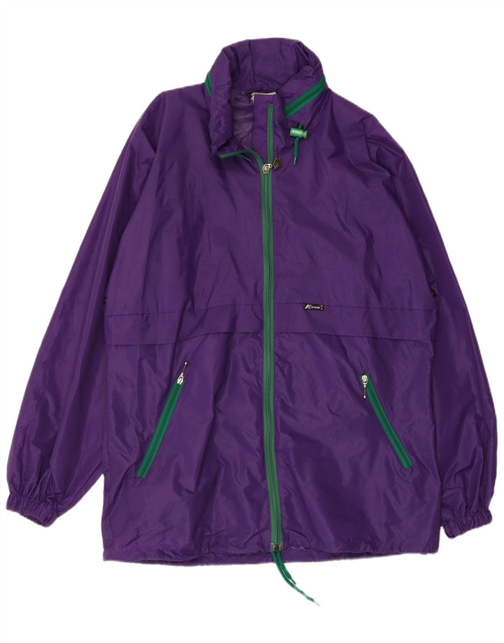 K-WAY Mens Hooded Rain Jacket UK 38 Medium Purple Polyamide