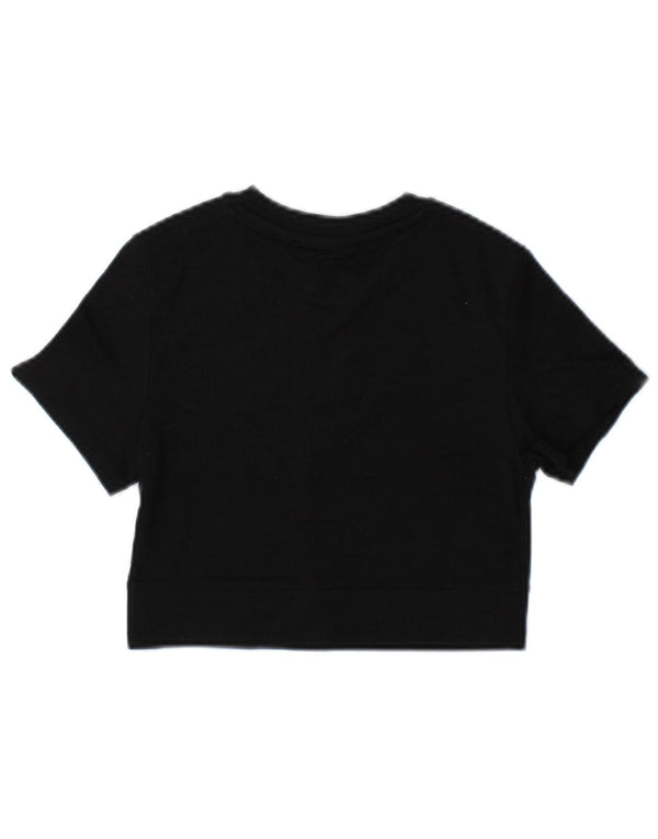 Bershka Mujer Crop T-Shirt Top UK 40 Small Negro Poliamida