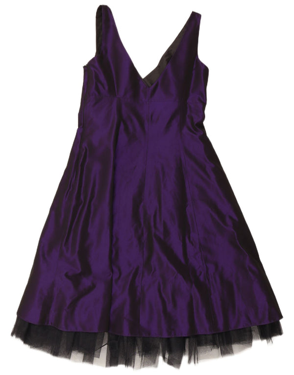 Vestido acampanado sin mangas para mujer Debut UK 42 Acetato morado mediano