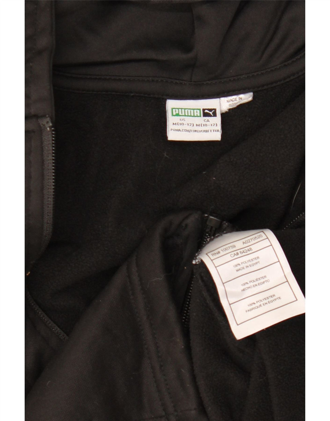 PUMA Suéter con capucha y cremallera gráfica para niños 10-11 años Mediano Negro Poliéster