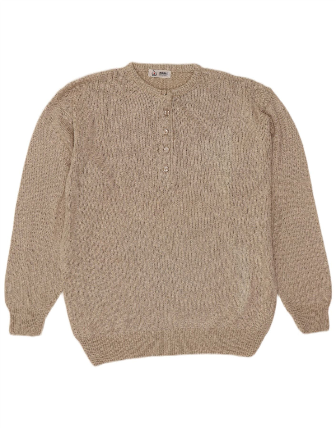 Mamut Moden - Jersey para mujer con cuello y botones, talla grande, viscosa beige, EU 42
