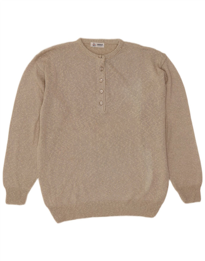 Mamut Moden - Jersey para mujer con cuello y botones, talla grande, viscosa beige, EU 42