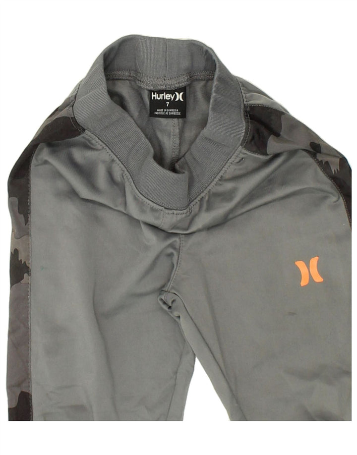 HURLEY Boys Tracksuit Trousers Joggers 6-7 Years Grey Camouflage Polyester | Vintage Hurley | Thrift | Second-Hand Hurley | Used Clothing | Messina Hembry 