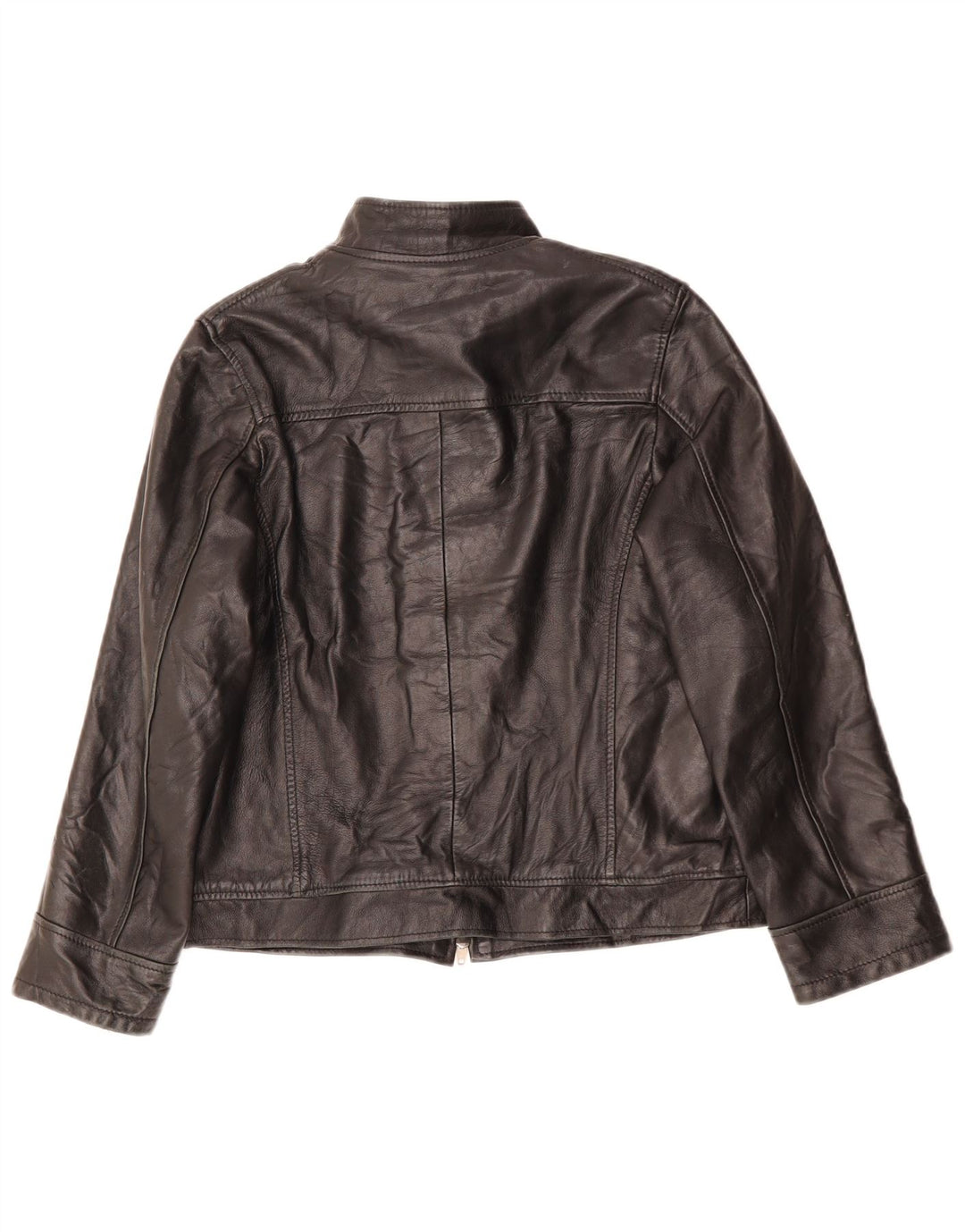 VINTAGE Chaqueta de cuero holgada para mujer Reino Unido 6 XS Cuero negro