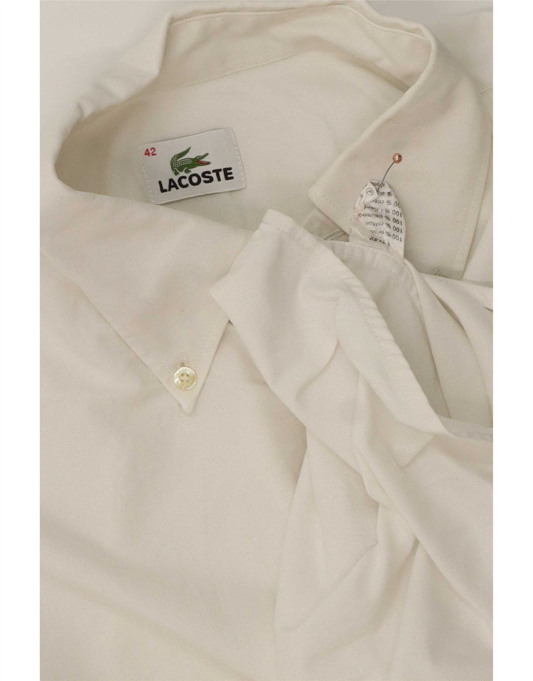 Camisa Lacoste Hombre Talla 42 Grande Algodón Blanco