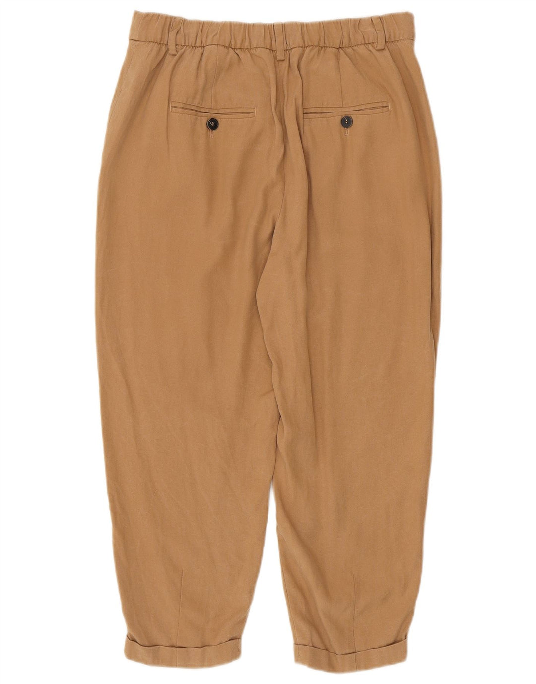 ZARA Mujer Pantalón Cropped Pegged Medium W28 L23 Marrón Lyocell
