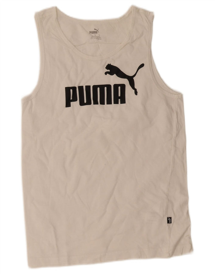 Puma Hombre Gráfico Chaleco Top Pequeño Algodón Blanco