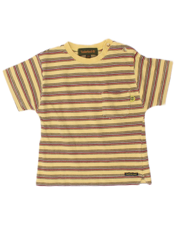 Timberland Camiseta para bebé niño de 9 a 12 meses, algodón a rayas amarillas