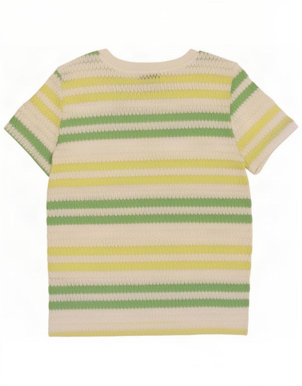 Zara Mujer Blusa De Punto Top UK 10 Small Poliéster A Rayas Multicolor
