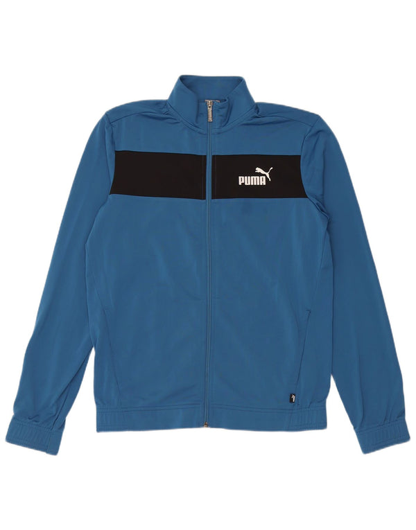 PUMA Boys Tracksuit Top Jacket 15-16 Years  Blue Colourblock Polyester