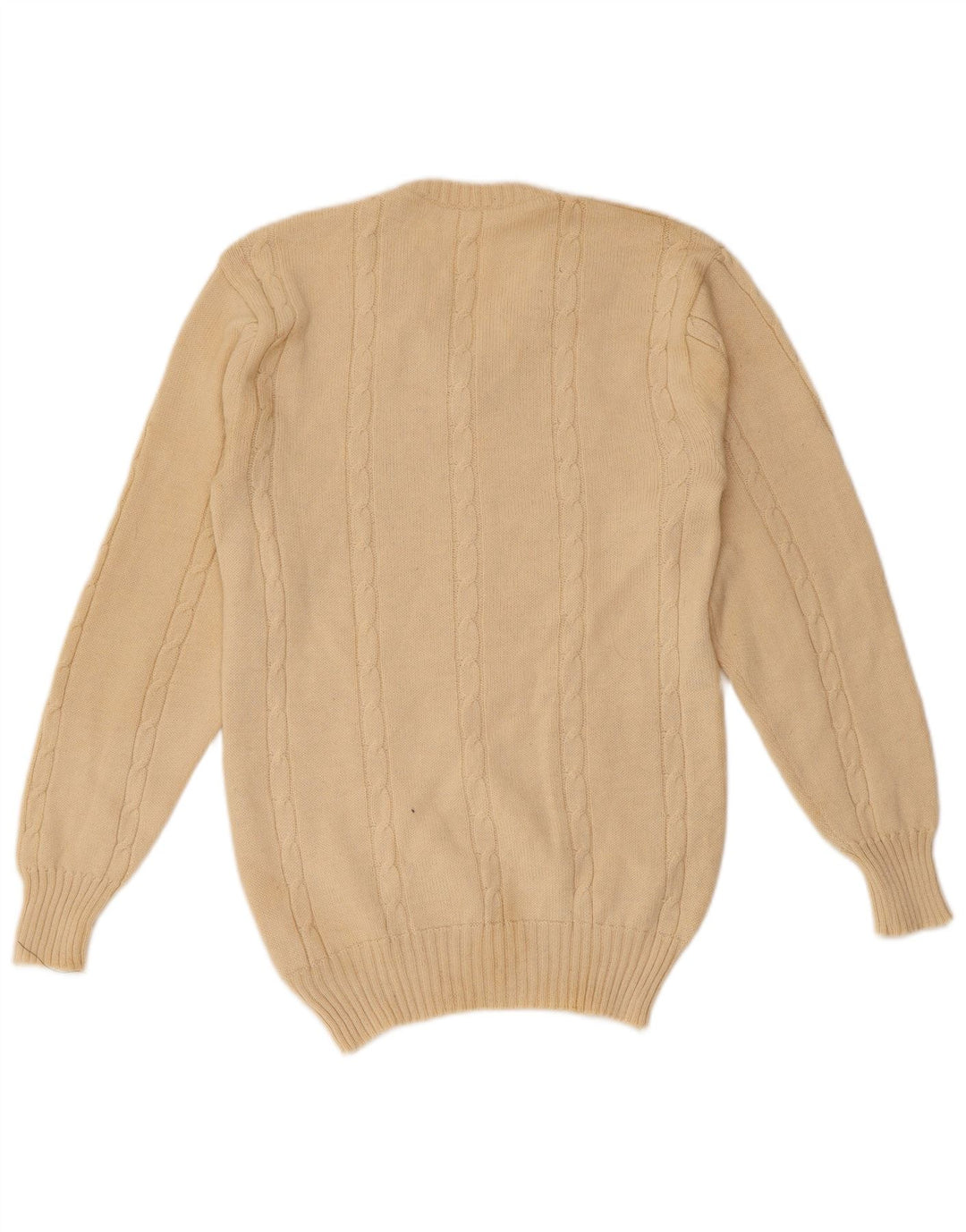Vintage Hombres V-Cuello Jumper Suéter XS Beige