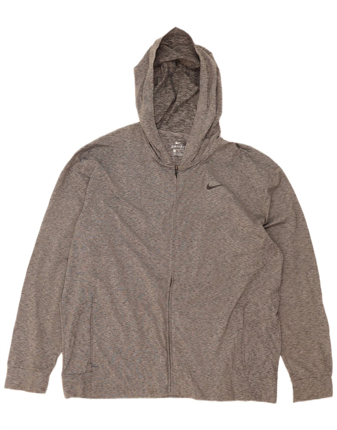 NIKE Sudadera con capucha y cremallera Dri Fit para hombre XL Poliéster moteado gris