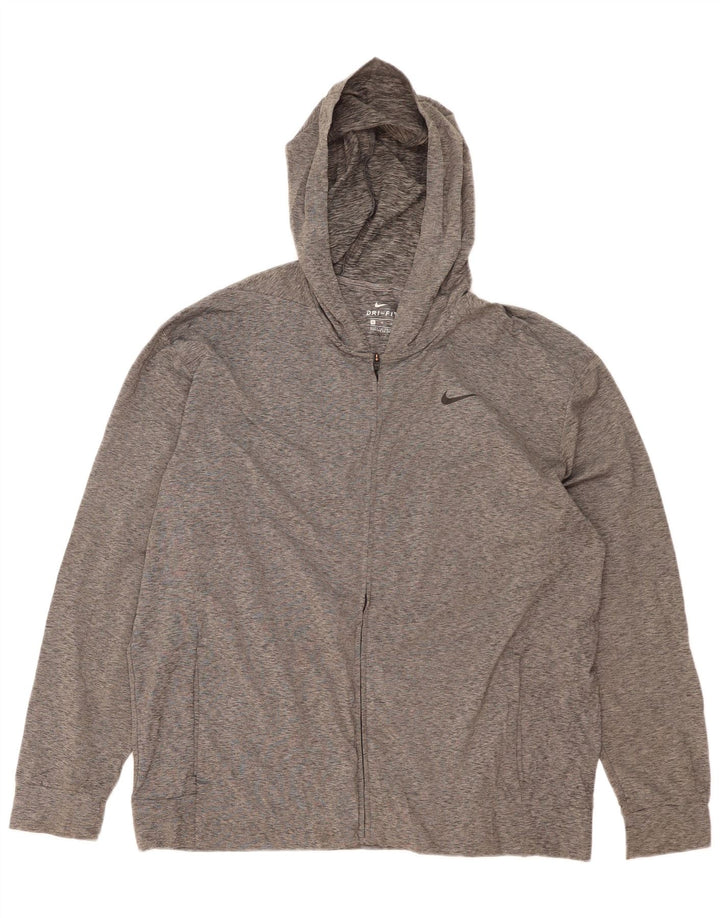NIKE Sudadera con capucha y cremallera Dri Fit para hombre XL Poliéster moteado gris